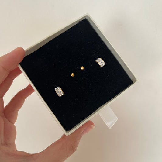 Reine Studs- 18k Gold Plated (2 Pairs)