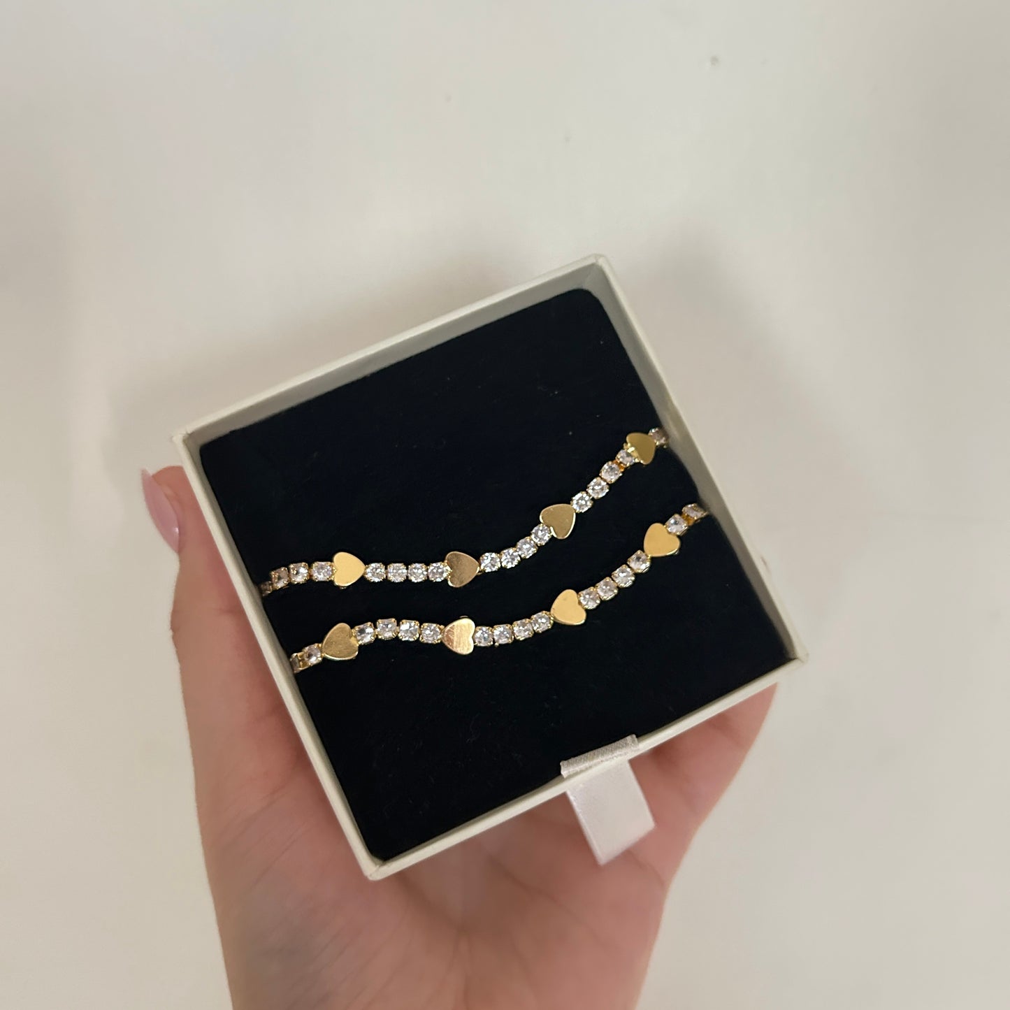 Tennis Heart Bracelet (17cm)