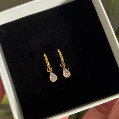 Water Drop CZ 18k Gold Plated Earrings