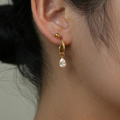 Water Drop CZ 18k Gold Plated Earrings