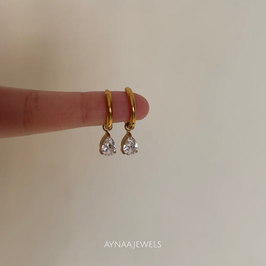 Water Drop CZ 18k Gold Plated Earrings