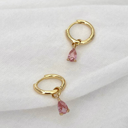 Water Drop CZ 18k Gold Plated Earrings