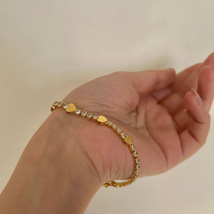 Tennis Heart Bracelet (17cm)
