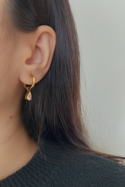 Water Drop CZ 18k Gold Plated Earrings