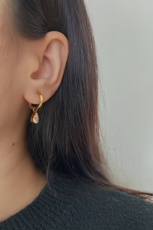 Water Drop CZ 18k Gold Plated Earrings